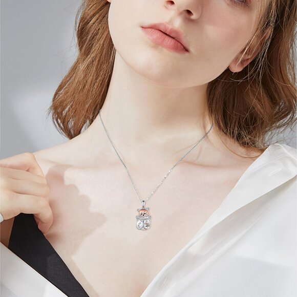 Elegant 925 Sterling Silver Red Panda Necklace for Women, 16mmx24mm Pendant, 18i - Picture 5 of 6